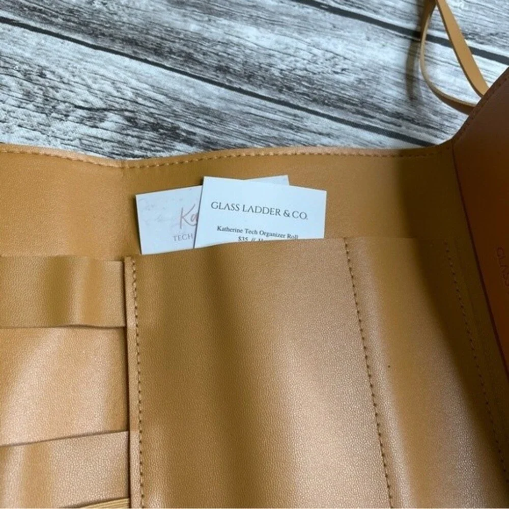 Glass Ladder & Co Katherine Tech Organizer Roll Vegan Leather Brown